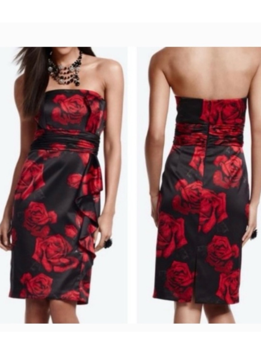 🆕 White House Black Market satiny rose 🌹 convertible strapless dress